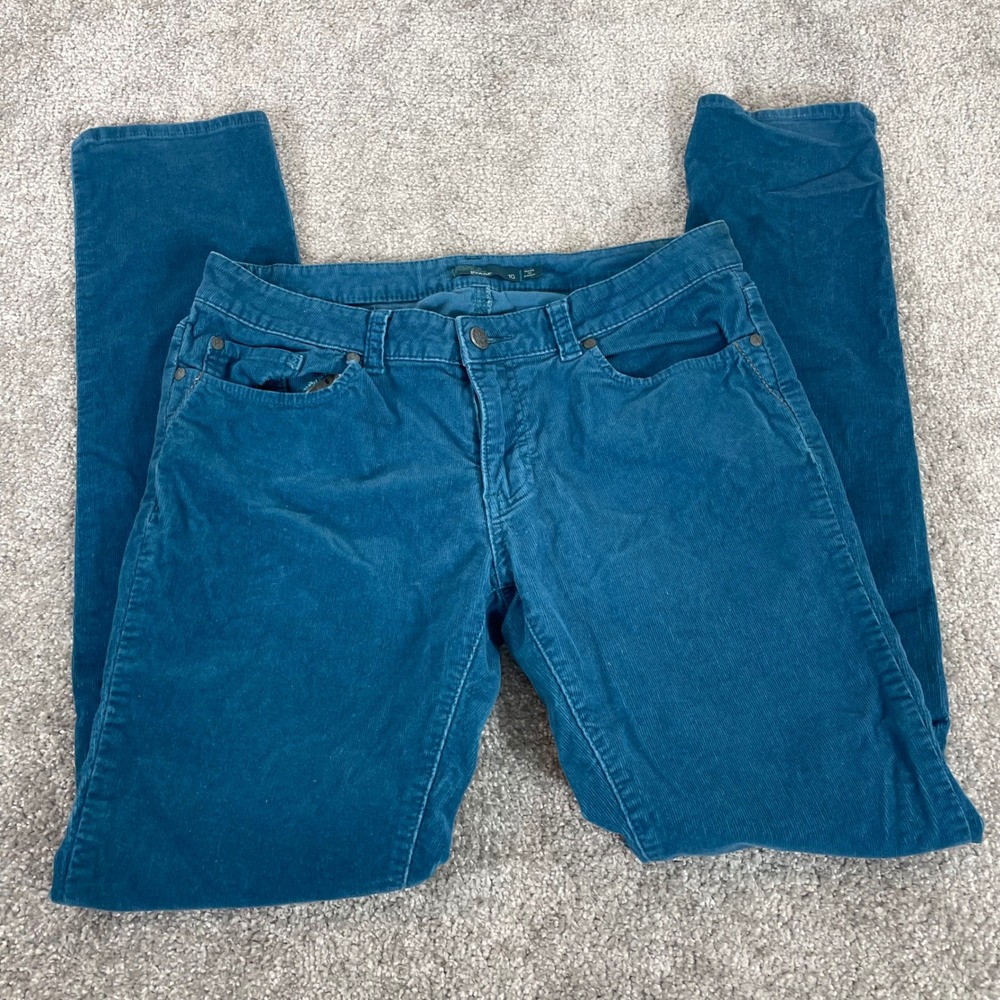 Prana Corduroy Pants Womens 10 Teal Blue Straight Tapered - Picture 1 of 12